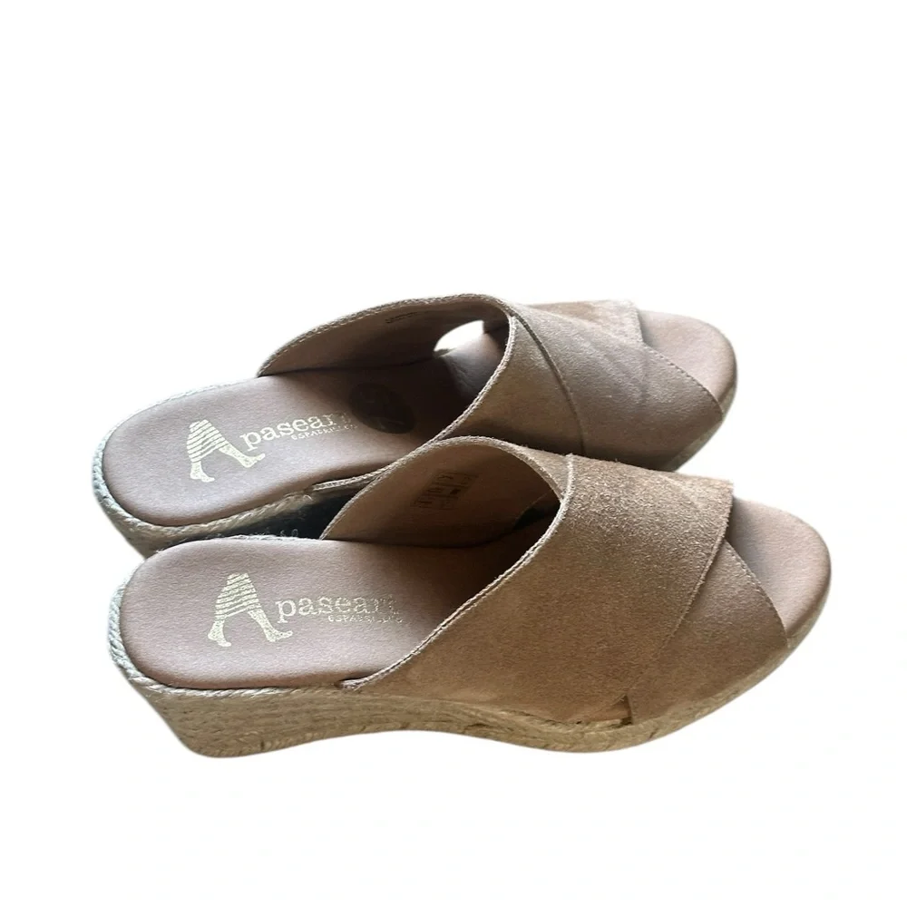 Paseart Espadrilles | Slip On | Wedge Heels Size 38 (US 7.5 | | Suede Tan Color